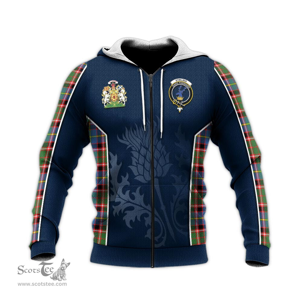 ScotsTee Shop Scottish Stirling Bannockburn Clan Scottish Crest and Scottish Thistle Sport Tartan Hoodie
