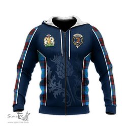 ScotsTee Shop Scottish Wedderburn Clan Scottish Crest and Scottish Thistle Sport Tartan Hoodie