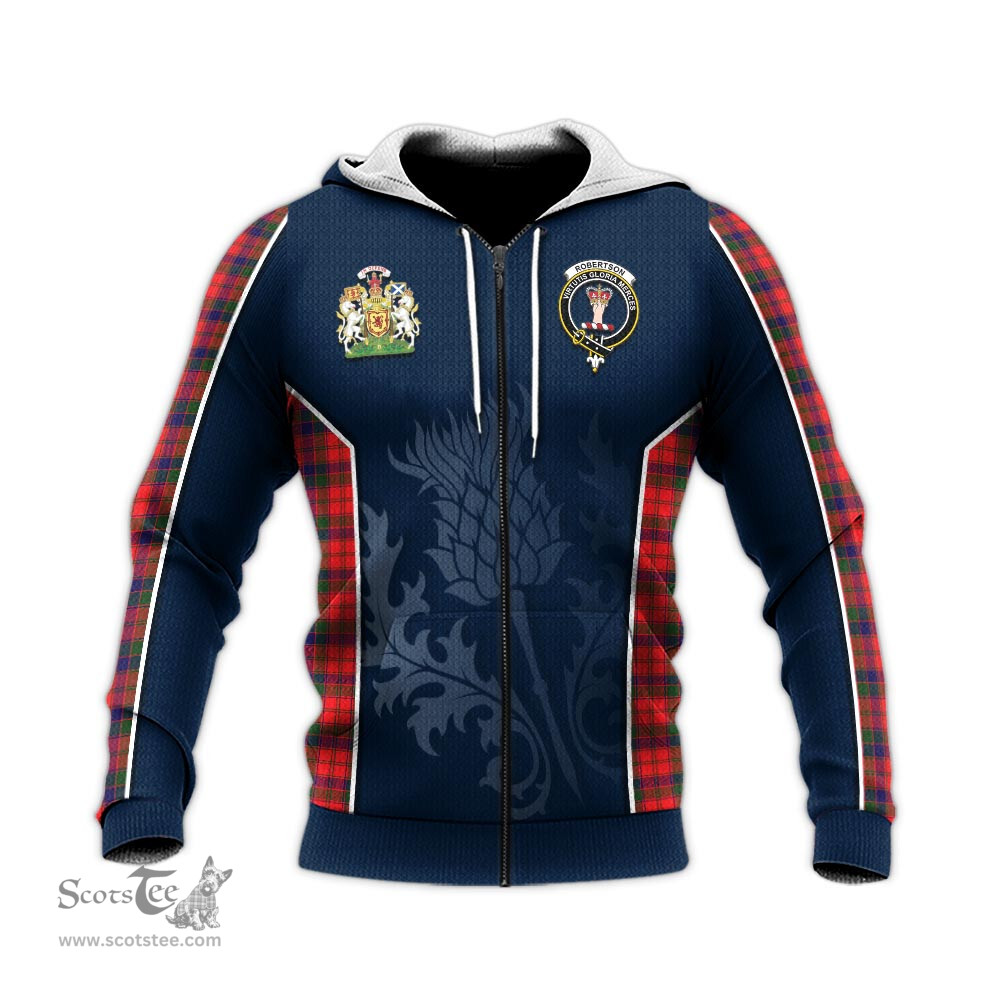ScotsTee Shop Scottish Robertson Modern Clan Scottish Crest and Scottish Thistle Sport Tartan Hoodie