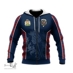 ScotsTee Shop Scottish Wishart Dress Clan Scottish Crest and Scottish Thistle Sport Tartan Hoodie