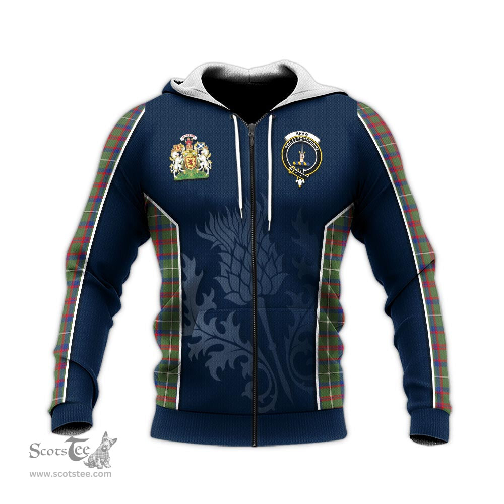 ScotsTee Shop Scottish Shaw Green Modern Clan Scottish Crest and Scottish Thistle Sport Tartan Hoodie