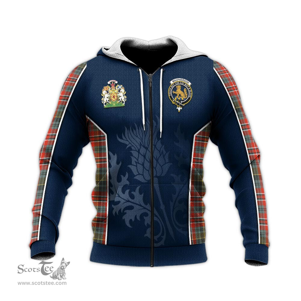 ScotsTee Shop Scottish MacPherson Weathered Clan Scottish Crest and Scottish Thistle Sport Tartan Hoodie
