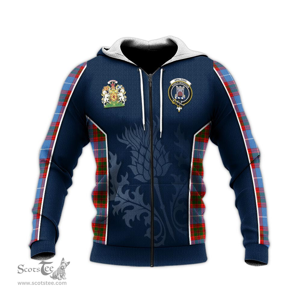 ScotsTee Shop Scottish Spalding Clan Scottish Crest and Scottish Thistle Sport Tartan Hoodie