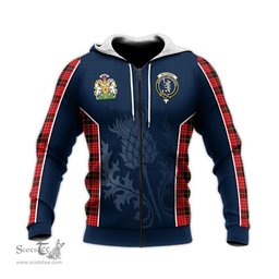 ScotsTee Shop Scottish MacQueen Modern Clan Scottish Crest and Scottish Thistle Sport Tartan Hoodie