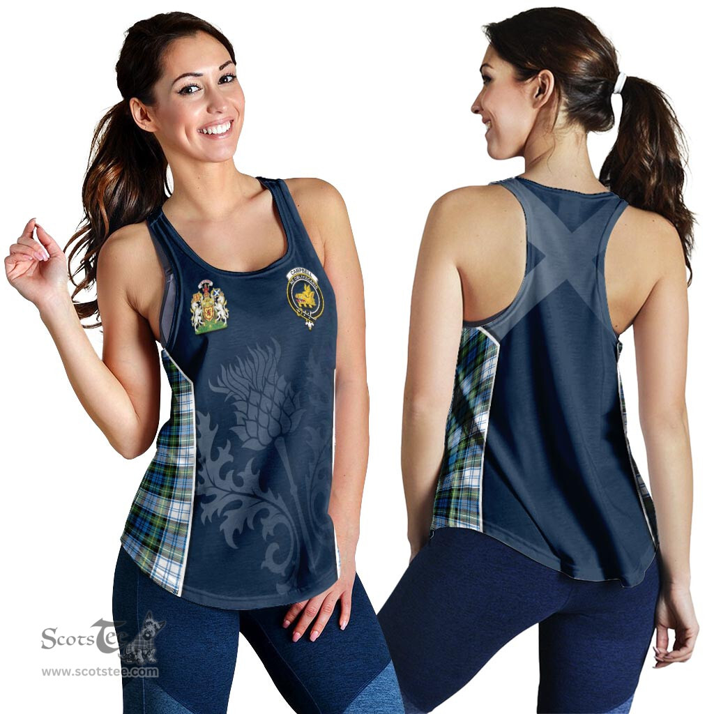 ScotsTee Shop Scottish Campbell Dress Ancient Clan Scottish Crest and Scottish Thistle Sport Tartan Womens Tank Top
