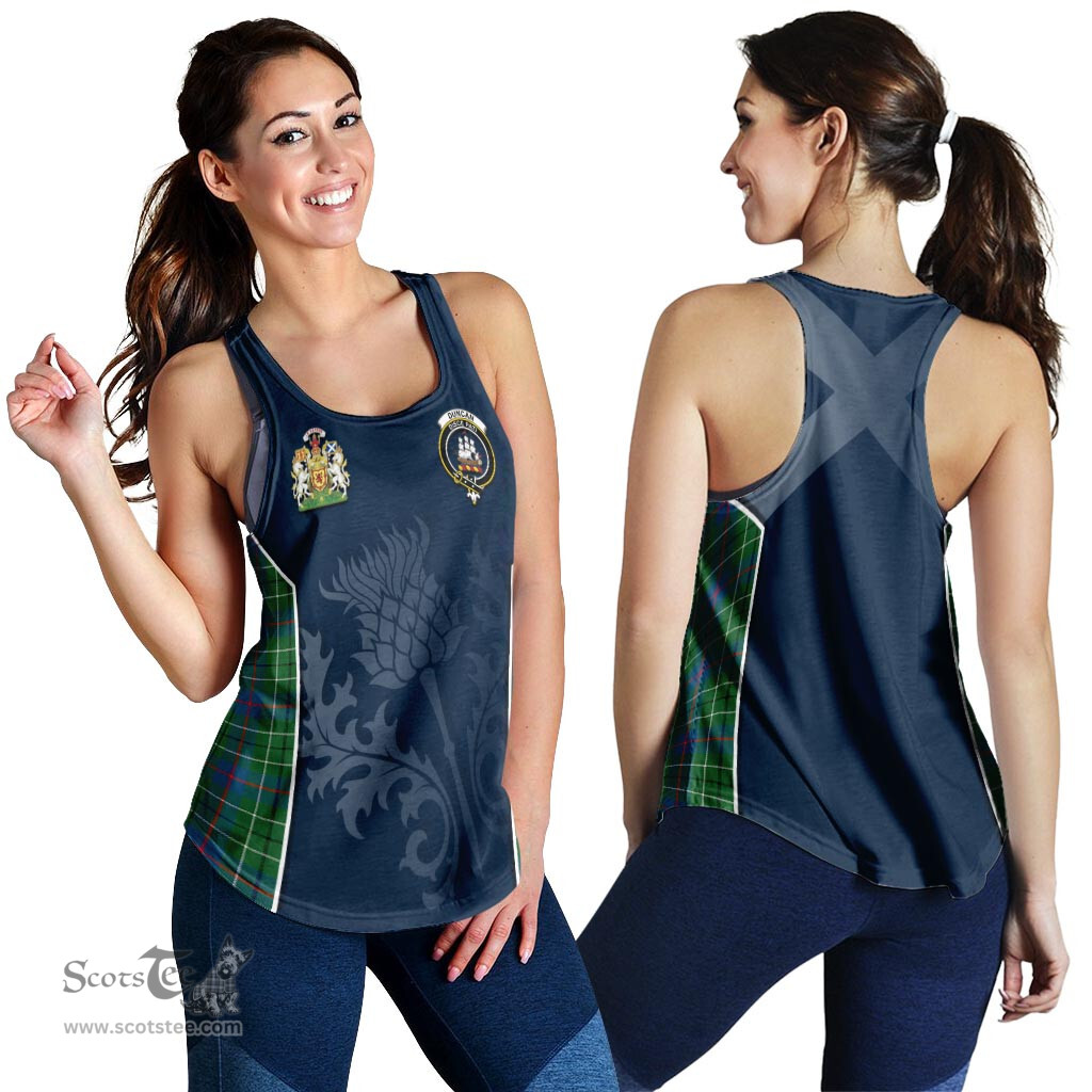 ScotsTee Shop Scottish Duncan Ancient Clan Scottish Crest and Scottish Thistle Sport Tartan Womens Tank Top