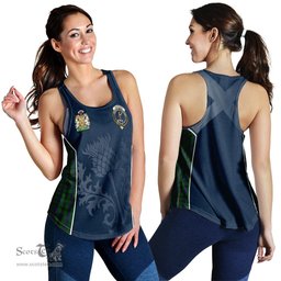 ScotsTee Shop Scottish Davidson Clan Scottish Crest and Scottish Thistle Sport Tartan Womens Tank Top