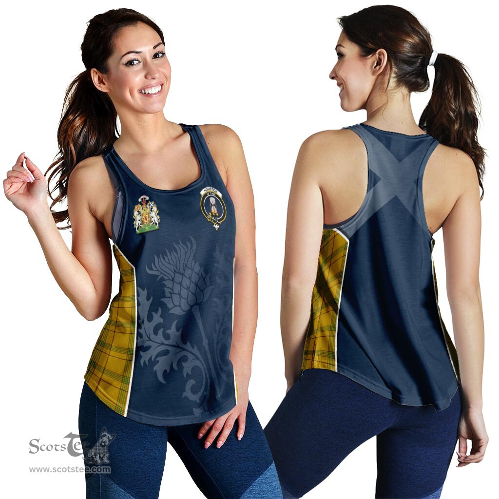 ScotsTee Shop Scottish Houston Clan Scottish Crest and Scottish Thistle Sport Tartan Womens Tank Top