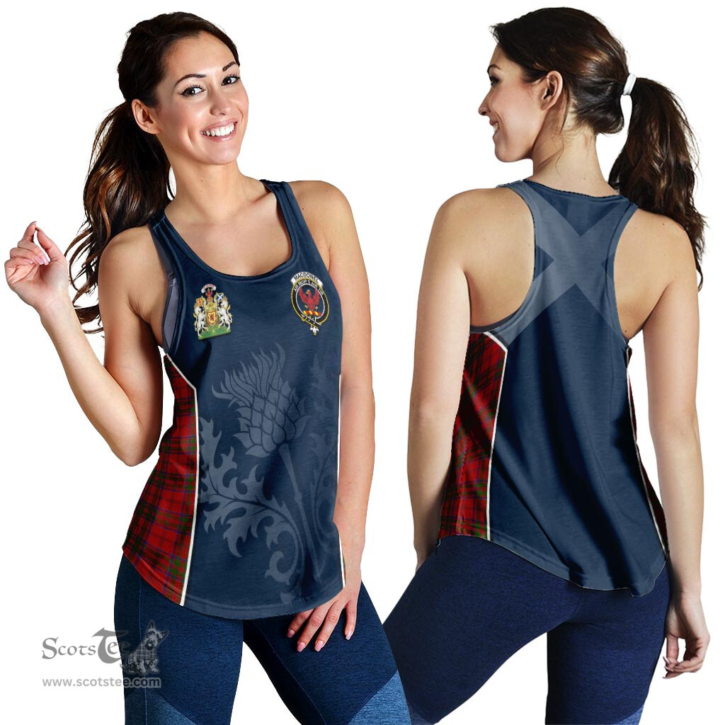 ScotsTee Shop Scottish MacDonell of Keppoch Clan Scottish Crest and Scottish Thistle Sport Tartan Womens Tank Top