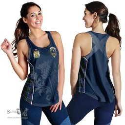 ScotsTee Shop Scottish MacInnes Modern Clan Scottish Crest and Scottish Thistle Sport Tartan Womens Tank Top