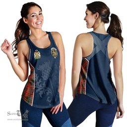 ScotsTee Shop Scottish MacPherson Weathered Clan Scottish Crest and Scottish Thistle Sport Tartan Womens Tank Top