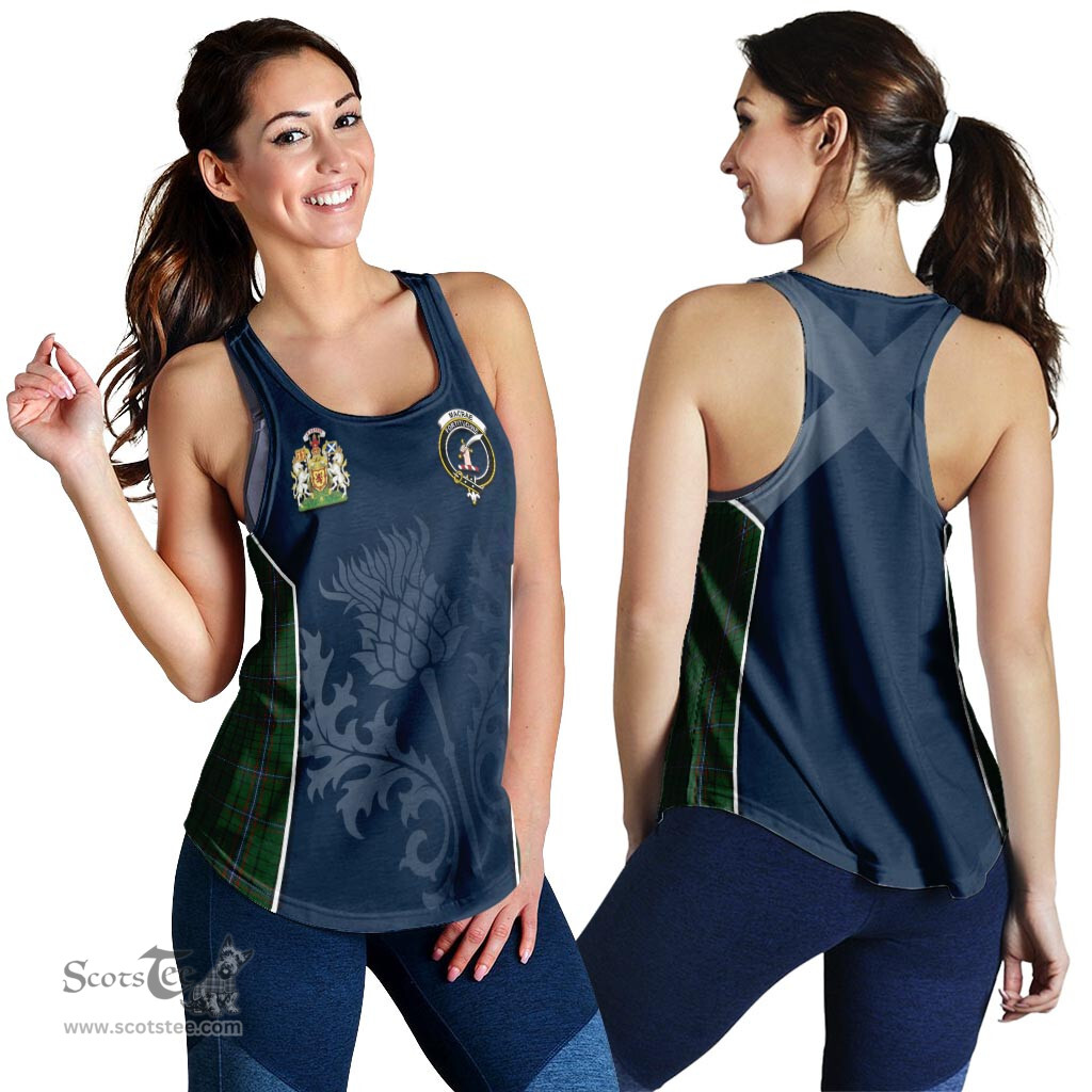 ScotsTee Shop Scottish MacRae Clan Scottish Crest and Scottish Thistle Sport Tartan Womens Tank Top