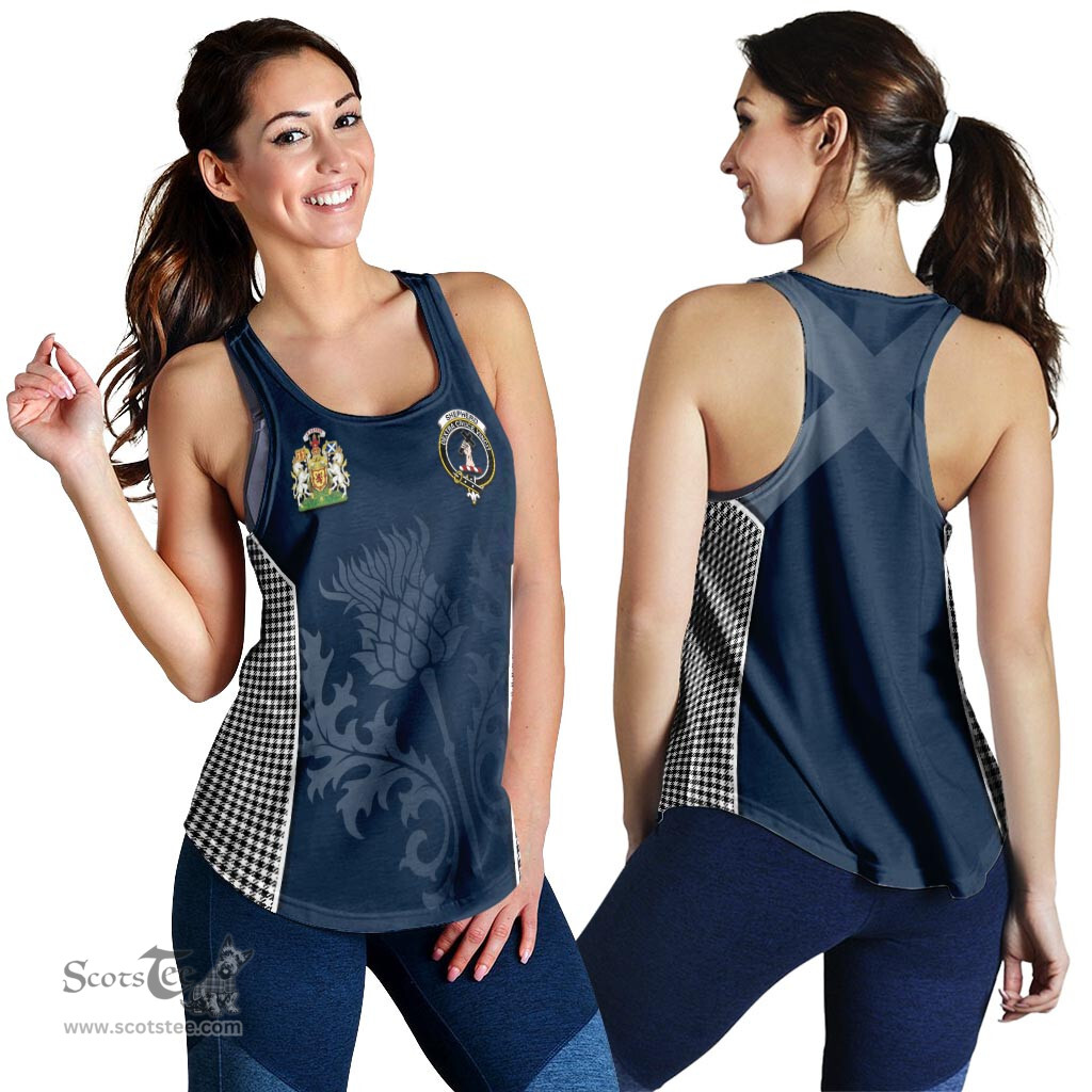ScotsTee Shop Scottish Shepherd Clan Scottish Crest and Scottish Thistle Sport Tartan Womens Tank Top