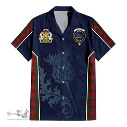 ScotsTee Shop Scottish Bruce Old Clan Scottish Crest and Scottish Thistle Sport Tartan Short Sleeve Shirt