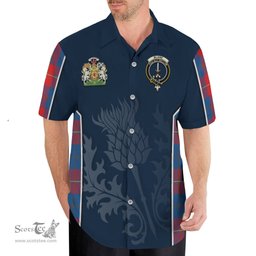 ScotsTee Shop Scottish Blane Clan Scottish Crest and Scottish Thistle Sport Tartan Short Sleeve Shirt