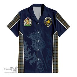 ScotsTee Shop Scottish Campbell Argyll Weathered Clan Scottish Crest and Scottish Thistle Sport Tartan Short Sleeve Shirt