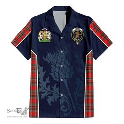 ScotsTee Shop Scottish Binning Clan Scottish Crest and Scottish Thistle Sport Tartan Short Sleeve Shirt