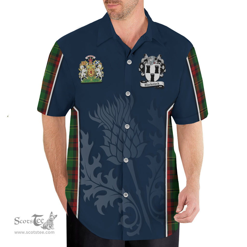 ScotsTee Shop Scottish Blackstock Hunting Clan Scottish Crest and Scottish Thistle Sport Tartan Short Sleeve Shirt