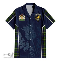 ScotsTee Shop Scottish Campbell of Breadalbane Modern Clan Scottish Crest and Scottish Thistle Sport Tartan Short Sleeve Shirt