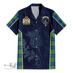 ScotsTee Shop Scottish Barclay Hunting Ancient Clan Scottish Crest and Scottish Thistle Sport Tartan Short Sleeve Shirt