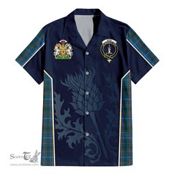 ScotsTee Shop Scottish Bain Clan Scottish Crest and Scottish Thistle Sport Tartan Short Sleeve Shirt