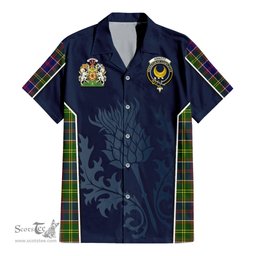 ScotsTee Shop Scottish Arnott Clan Scottish Crest and Scottish Thistle Sport Tartan Short Sleeve Shirt