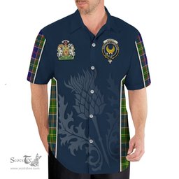 ScotsTee Shop Scottish Arnott Clan Scottish Crest and Scottish Thistle Sport Tartan Short Sleeve Shirt