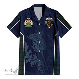 ScotsTee Shop Scottish Baird Clan Scottish Crest and Scottish Thistle Sport Tartan Short Sleeve Shirt