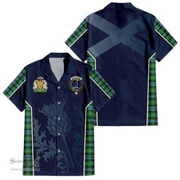 ScotsTee Shop Scottish Arbuthnot Ancient Clan Scottish Crest and Scottish Thistle Sport Tartan Short Sleeve Shirt