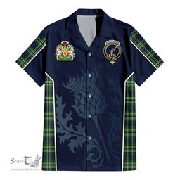 ScotsTee Shop Scottish Blackadder Clan Scottish Crest and Scottish Thistle Sport Tartan Short Sleeve Shirt