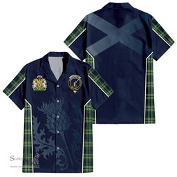 ScotsTee Shop Scottish Blackadder Clan Scottish Crest and Scottish Thistle Sport Tartan Short Sleeve Shirt
