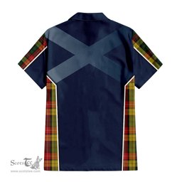 ScotsTee Shop Scottish Buchanan Clan Scottish Crest and Scottish Thistle Sport Tartan Short Sleeve Shirt