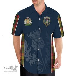 ScotsTee Shop Scottish Buchanan Clan Scottish Crest and Scottish Thistle Sport Tartan Short Sleeve Shirt