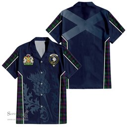 ScotsTee Shop Scottish Campbell of Cawdor Modern Clan Scottish Crest and Scottish Thistle Sport Tartan Short Sleeve Shirt
