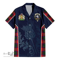 ScotsTee Shop Scottish Belshes Clan Scottish Crest and Scottish Thistle Sport Tartan Short Sleeve Shirt