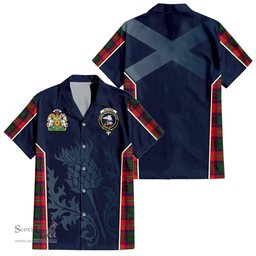 ScotsTee Shop Scottish Belshes Clan Scottish Crest and Scottish Thistle Sport Tartan Short Sleeve Shirt