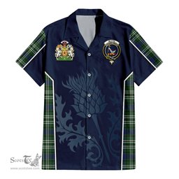 ScotsTee Shop Scottish Blyth Clan Scottish Crest and Scottish Thistle Sport Tartan Short Sleeve Shirt