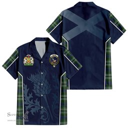 ScotsTee Shop Scottish Blyth Clan Scottish Crest and Scottish Thistle Sport Tartan Short Sleeve Shirt