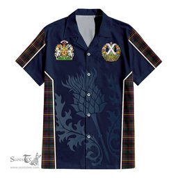 ScotsTee Shop Scottish Cameron Highlanders of Ottawa Clan Scottish Crest and Scottish Thistle Sport Tartan Short Sleeve Shirt