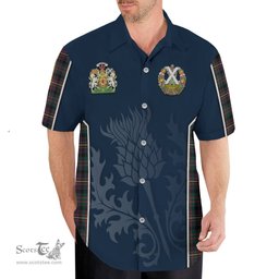 ScotsTee Shop Scottish Cameron Highlanders of Ottawa Clan Scottish Crest and Scottish Thistle Sport Tartan Short Sleeve Shirt