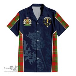ScotsTee Shop Scottish Callander Modern Clan Scottish Crest and Scottish Thistle Sport Tartan Short Sleeve Shirt