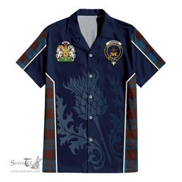 ScotsTee Shop Scottish Cameron Hunting Clan Scottish Crest and Scottish Thistle Sport Tartan Short Sleeve Shirt