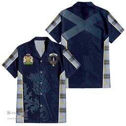 ScotsTee Shop Scottish Bell Clan Scottish Crest and Scottish Thistle Sport Tartan Short Sleeve Shirt