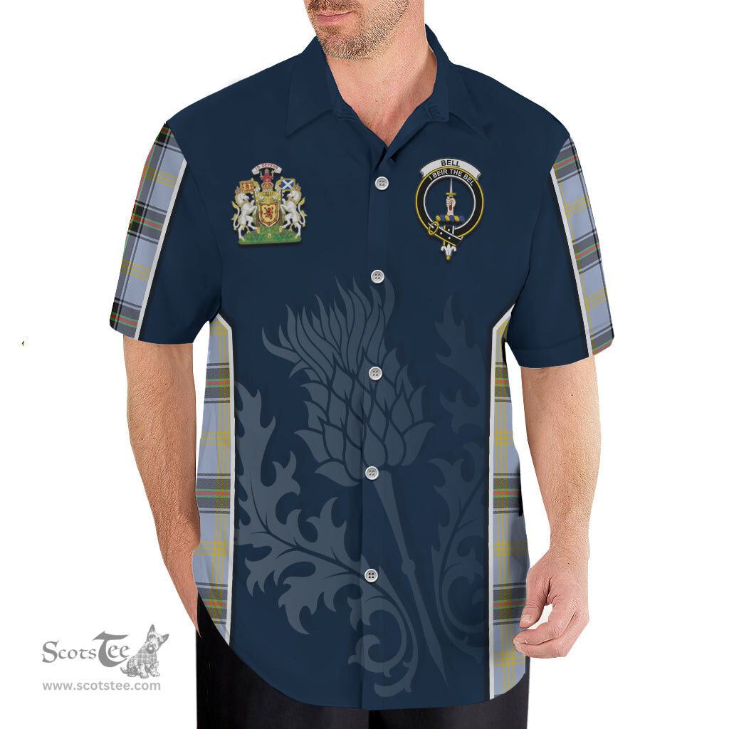 ScotsTee Shop Scottish Bell Clan Scottish Crest and Scottish Thistle Sport Tartan Short Sleeve Shirt