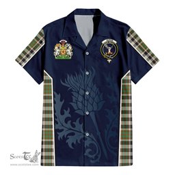 ScotsTee Shop Scottish Burns Check Clan Scottish Crest and Scottish Thistle Sport Tartan Short Sleeve Shirt
