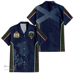 ScotsTee Shop Scottish Cairns Clan Scottish Crest and Scottish Thistle Sport Tartan Short Sleeve Shirt