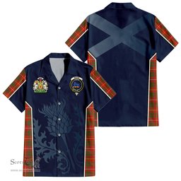ScotsTee Shop Scottish Bruce Modern Clan Scottish Crest and Scottish Thistle Sport Tartan Short Sleeve Shirt