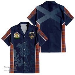 ScotsTee Shop Scottish Cameron of Lochiel Ancient Clan Scottish Crest and Scottish Thistle Sport Tartan Short Sleeve Shirt