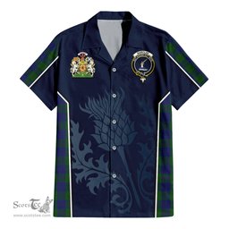 ScotsTee Shop Scottish Barclay Clan Scottish Crest and Scottish Thistle Sport Tartan Short Sleeve Shirt