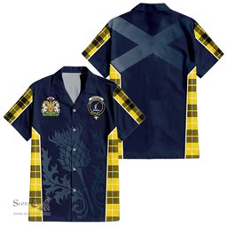 ScotsTee Shop Scottish Barclay Dress Modern Clan Scottish Crest and Scottish Thistle Sport Tartan Short Sleeve Shirt